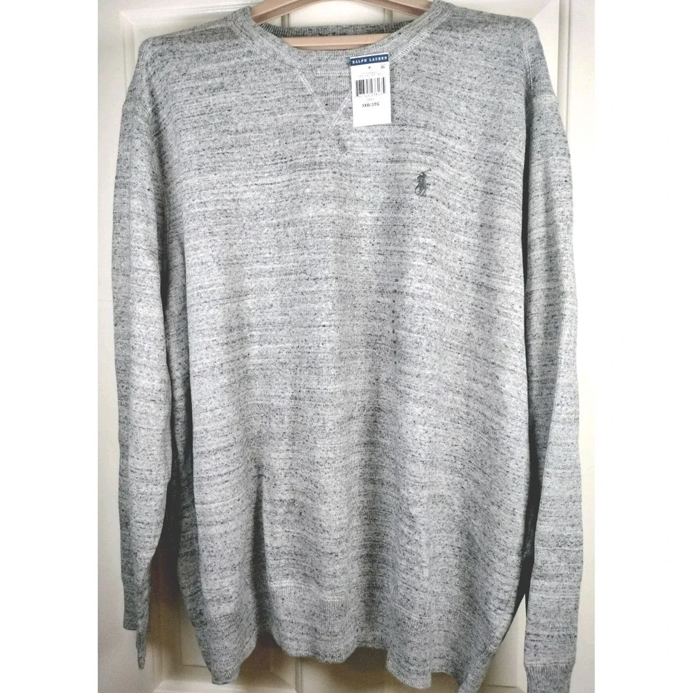 Polo Ralph Lauren Sweater Men 3XB Gray Crewneck Knit Pullover NWT 100% Cotton